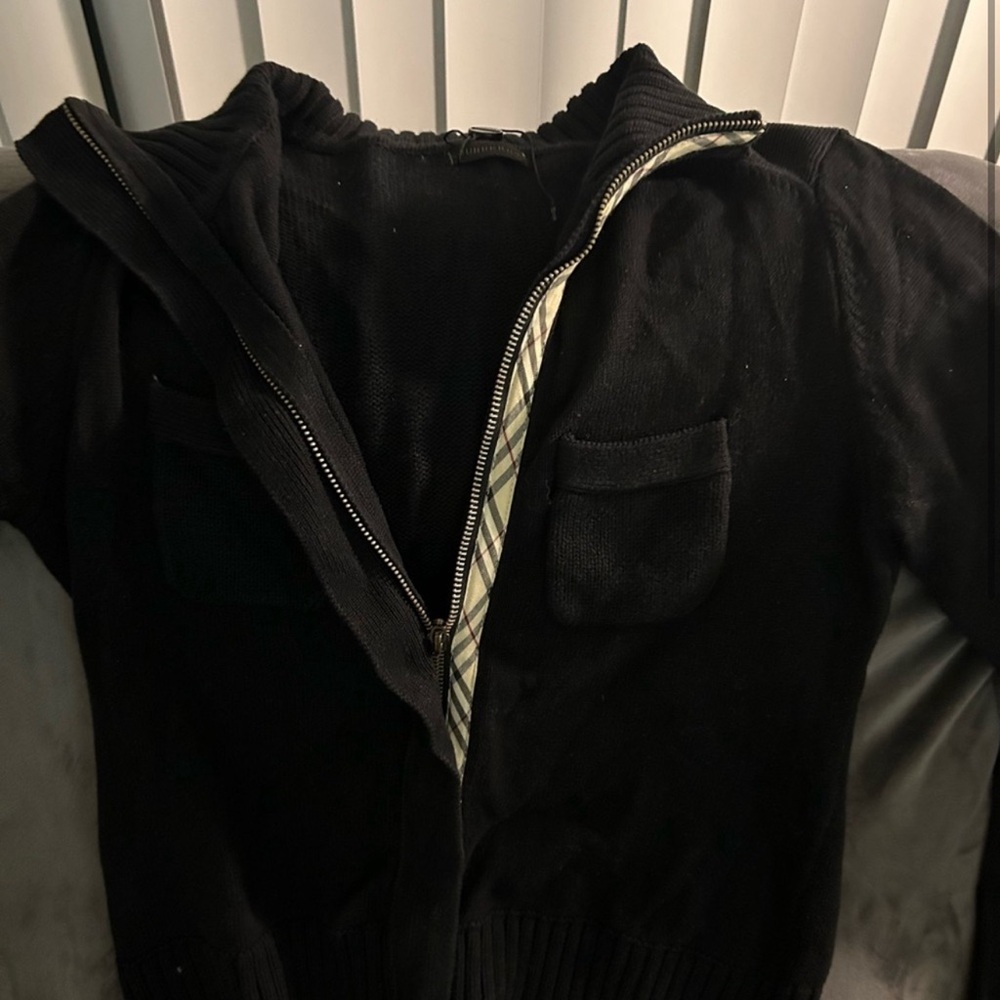 Black burberry zip up sweater